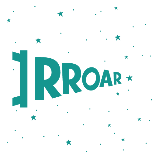 The letters R.R.O.A.R set within a pennant. Illustrated stars appear in the background.