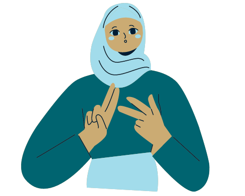 Illustration of a woman speaking in sign language