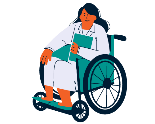 Illustration of a female in a wheelchair