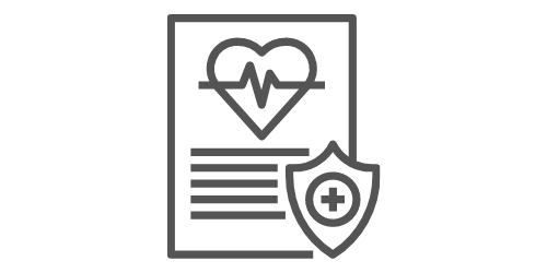 icon of a paper containing a heart and health care shield
