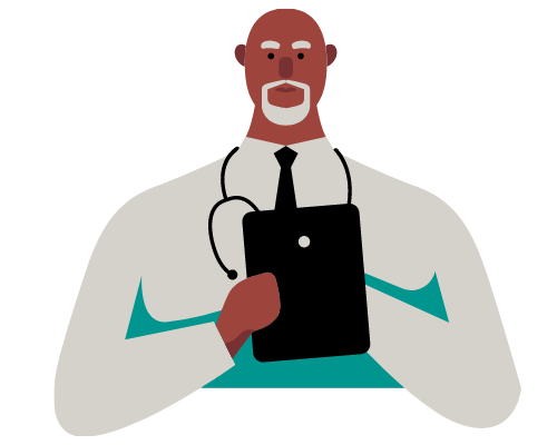Illustration of a doctor holding a clipboard